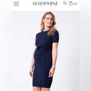Seraphine Maternity Navy Knit Dress - Size 6(US)